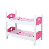 My Beautiful Dollsroom HOUTEN Poppen-Stapelbedin de kleuren Roze/Wit