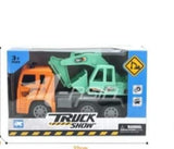 Truck met graafmachine