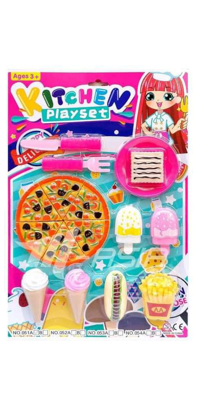 Pizza set met ijsjes, friet en hot dog