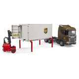 Bruder Scania Super 560 R UPS Truckmet Stapelaar en Afzetbak