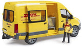 Bruder MB Sprinter DHL Pakketbezorgings Bestelbus met Speelfiguur