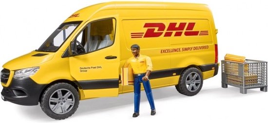 Bruder MB Sprinter DHL Pakketbezorgings Bestelbus met Speelfiguur