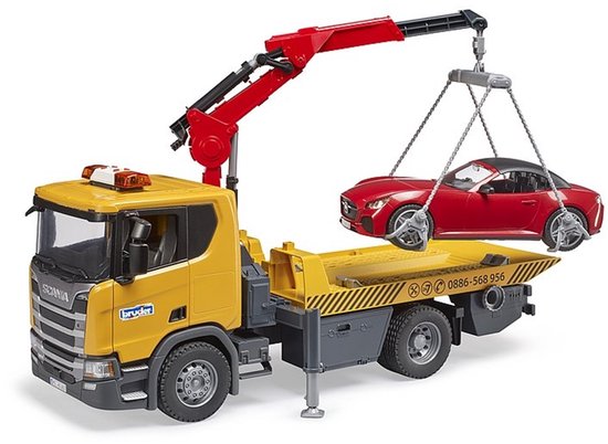 Bruder Scania560 R Afsleepwagen met Roadster en licht en geluid