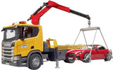 Bruder Scania560 R Afsleepwagen met Roadster en licht en geluid