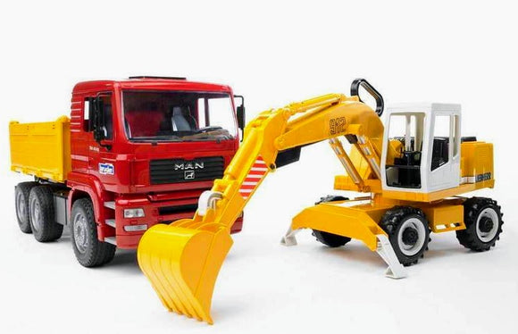 Bruder MAN TGA Combiset met Graafmachine