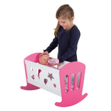 My BeautifulDollsroom HOUTEN Schommel Bed/Wieg in de kleuren Roze/Wit