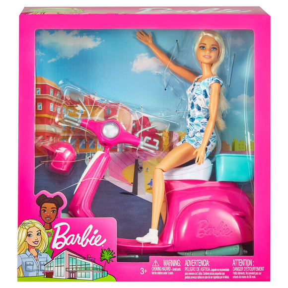 Barbie met scooter